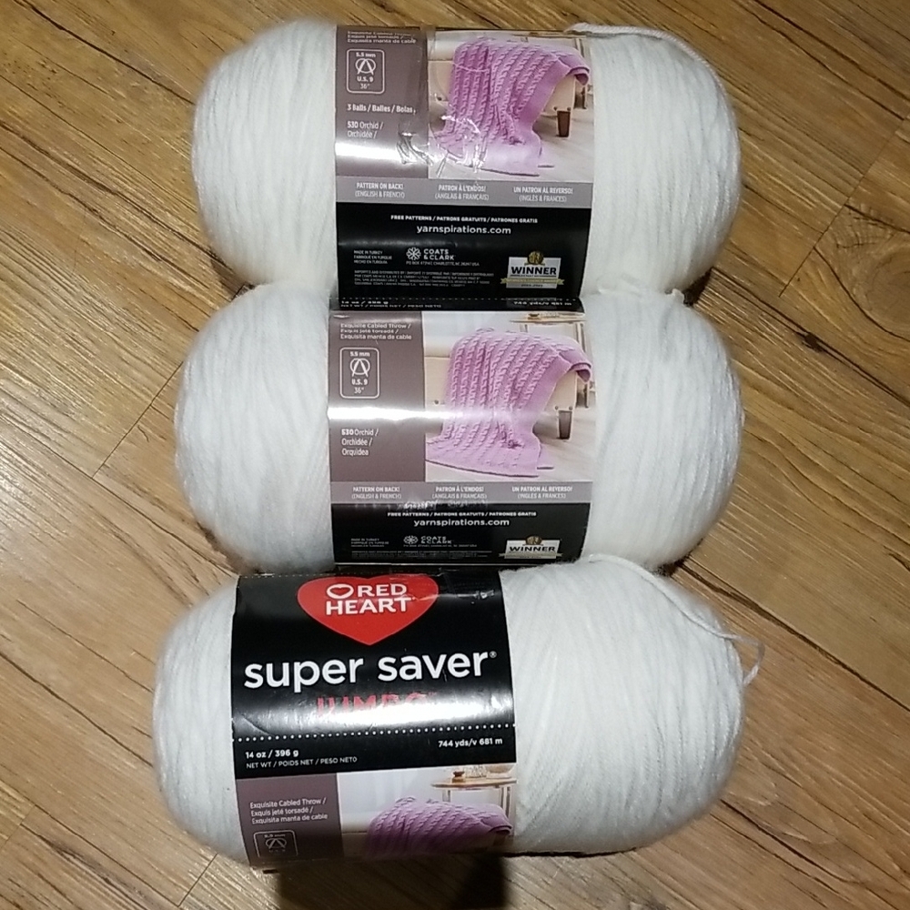 Red Heart Super Saver Yarn in White